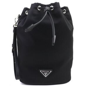 △prada 1ns369 Triangle Logo Triangle Plate Partially Leather Re-nylon Drawstring